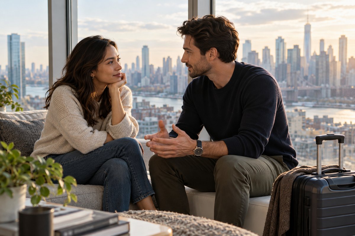 A couple discussing a possible move to another city