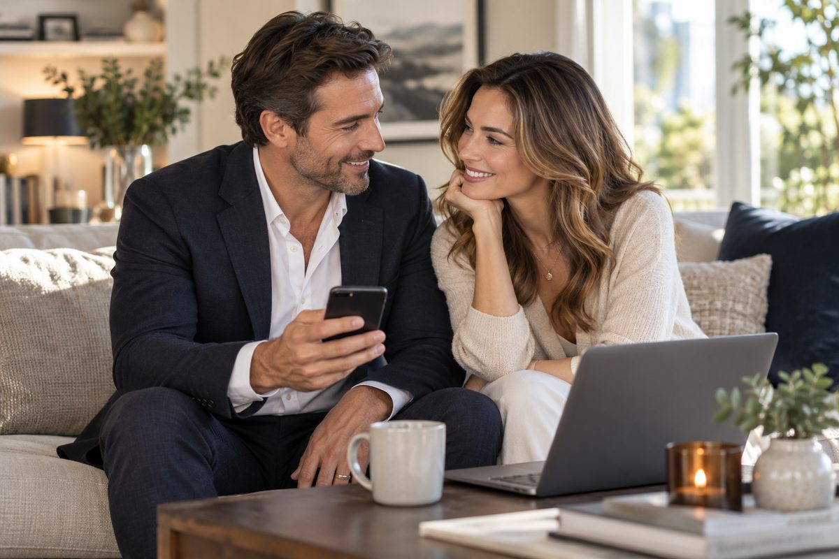 Two professionals connecting naturally in a relaxed social setting